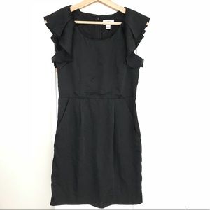 Ann Taylor LOFT Black Flutter Sleeves Dress